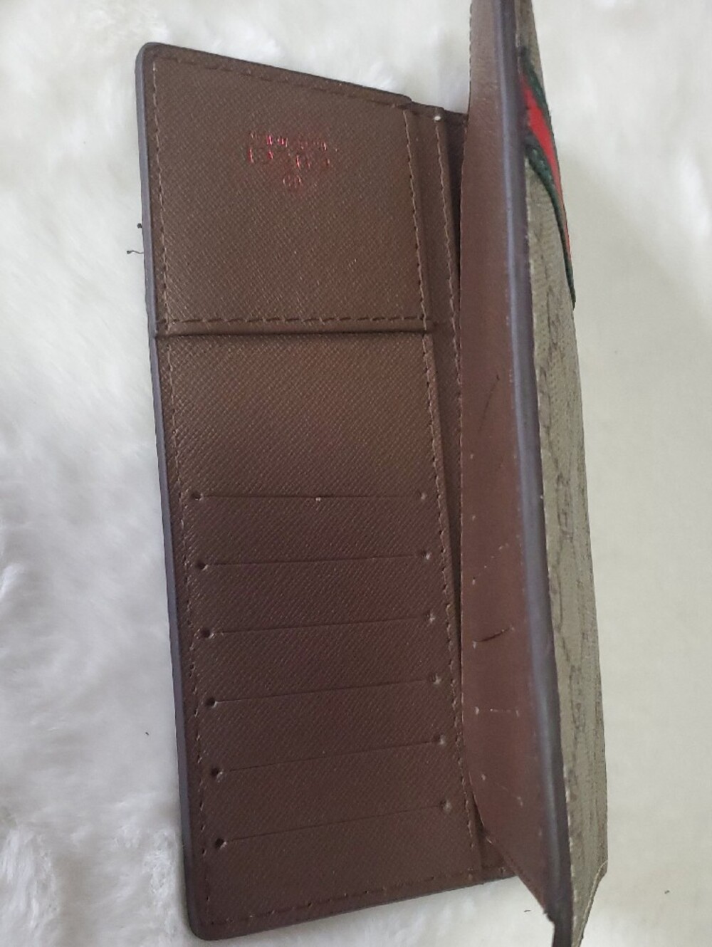 Beige GG Canvas Long Wallet with Red and Green Web Stripe - Picture 3 of 7